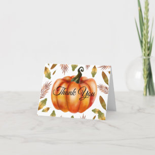 Watercolor herfst pompoen oranje bedankkaart