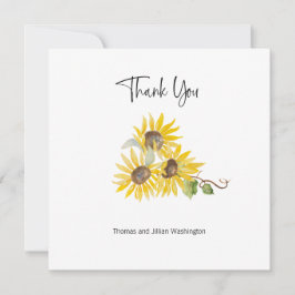 Watercolor Herfst Zonnebloem Op Maat Gemaakte Dank Bedankkaart