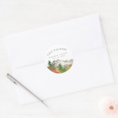 Watercolor Herfstberg Save the Date Ronde Sticker (Envelop)