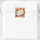 Watercolor Herfstbladeren & Eikels Rustieke Bruilo Vierkante Sticker (Tas)