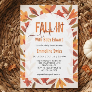 Watercolor Herfstbladeren Fall In Love Baby Shower Kaart