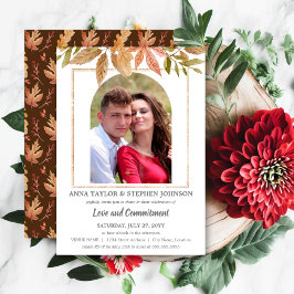 Watercolor Herfstbladeren & Fotobloftceremonie Kaart