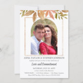 Watercolor Herfstbladeren & Fotobruiloft Kaart (Voorkant)