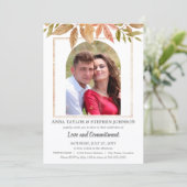 Watercolor Herfstbladeren & Fotobruiloft Kaart (Staand voorkant)