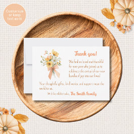 Watercolor Herfstbloemen Baby Shower Bedankkaart Notitiekaartje