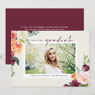 Watercolor Herfstbloemen Foto Afstuderen Kaart