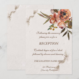 Watercolor herfstbloemen receptie kaart