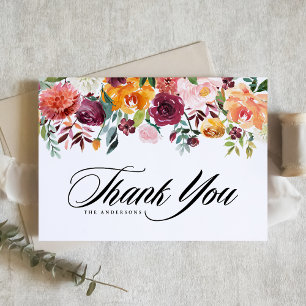 Watercolor Herfstbloemen Slinger Bloem Bruiloft Bedankkaart
