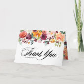 Watercolor Herfstbloesems Sluiers Bruiloft Bedankkaart (Voorkant)