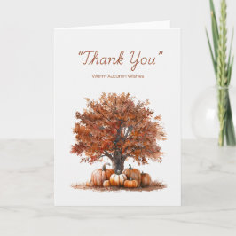 Watercolor Herfstboom met Pompoenen Kaart