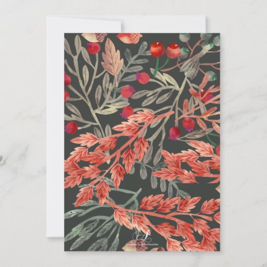 Watercolor Herfstloof Friendsgiving Kaart (Achterkant)