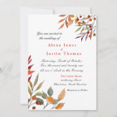 Watercolor herfstloof trouwkaart aankondiging (Voorkant)