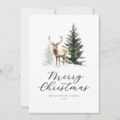 Watercolor Herten Bos Kerstkaart (Voorkant)