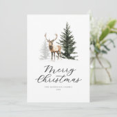 Watercolor Herten Bos Kerstkaart (Staand voorkant)