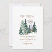 Watercolor herten bos plat kerstkaart (Voorkant)