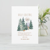 Watercolor herten bos plat kerstkaart (Staand voorkant)