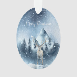 Watercolor herten en sneeuw aangepaste feestdagen  ornament