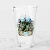 Watercolor Herten Gepersonaliseerde Monogram Lette Glas (Voorkant)