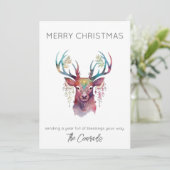 Watercolor Herten Kerstkaart Kaart (Staand voorkant)