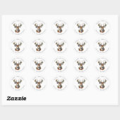 Watercolor Herten Kerstmis Ronde Sticker (Vel)