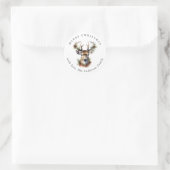 Watercolor Herten Kerstmis Ronde Sticker (Tas)