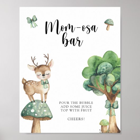 Watercolor Herten - Moeder-osa bar Poster (Voorkant)