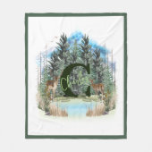Watercolor Herten Persoonlijk Monogram Letter C Fleece Deken (Voorkant)