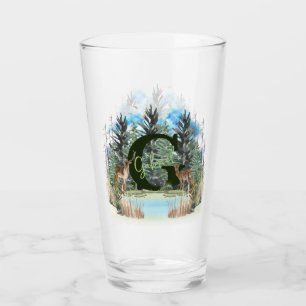 Watercolor Herten Persoonlijk Monogram Letter G Glas