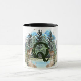 Watercolor Herten Persoonlijk Monogram Letter Q Mok