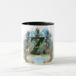 Watercolor Herten Persoonlijk Monogram Letter Z Mok