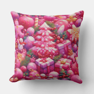 Watercolor hete roze kerst motieven vakantie kussen