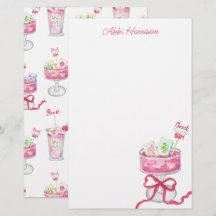 Watercolor hete roze mahjong cocktails