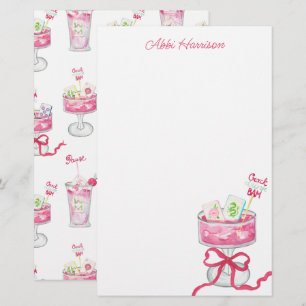 Watercolor hete roze mahjong cocktails briefpapier