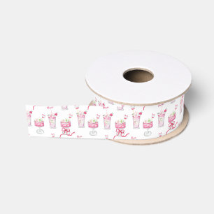 Watercolor hete roze mahjong-cocktails grosgrain lint