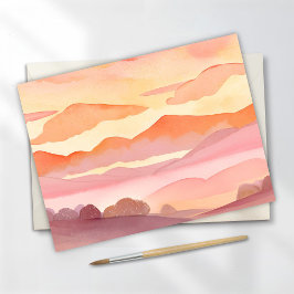 Watercolor Heuvellandschap Bij Zonsondergang | Sch Briefkaart