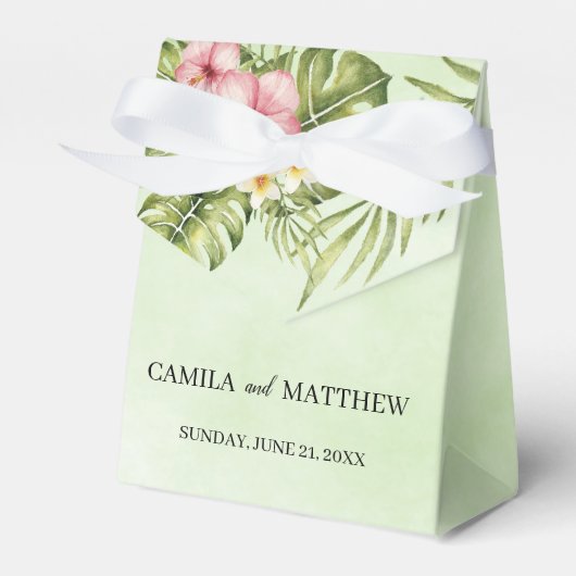 Watercolor Hibiscus Bedankdoosjes (Voorkant Zijde)