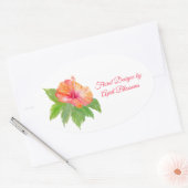 Watercolor Hibiscus Bloemist Ovale Sticker (Envelop)