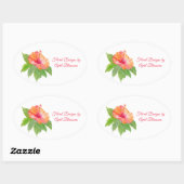 Watercolor Hibiscus Bloemist Ovale Sticker (Vel)