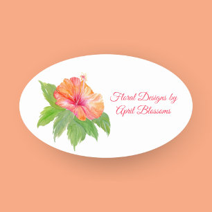 Watercolor Hibiscus Bloemist Ovale Sticker