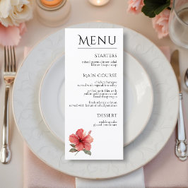 Watercolor Hibiscus Flower Tropical Aloha Wedding Menu