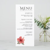 Watercolor Hibiscus Flower Tropical Aloha Wedding  Menu (Staand voorkant)