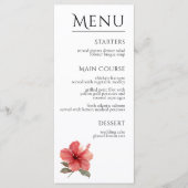 Watercolor Hibiscus Flower Tropical Aloha Wedding  Menu (Voorkant)