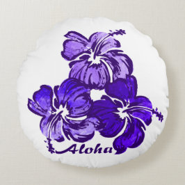 Watercolor Hibiscus Hawaiiaanse Bloem Omkeerbaar Rond Kussen