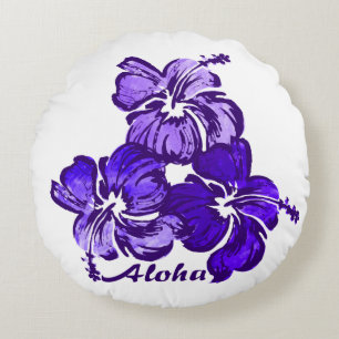 Watercolor Hibiscus Hawaiiaanse Bloem Omkeerbaar Rond Kussen
