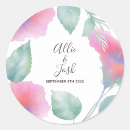Watercolor Hibiscus Maui Bruiloft Ronde Sticker