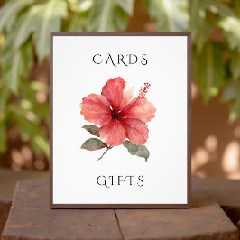 Watercolor Hibiscus Wedding Cards & Gifts Sign Foto Afdruk