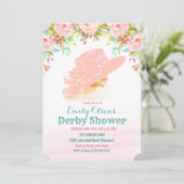Watercolor Hoed Bloem Derby Shower Uitnodiging (Staand voorkant)
