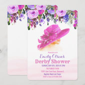 Watercolor Hoed Bloem Derby Shower Uitnodiging (Voorkant / Achterkant)