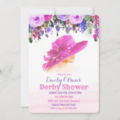 Watercolor Hoed Bloem Derby Shower Uitnodiging (Voorkant)