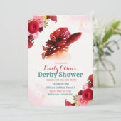 Watercolor Hoed Bloem Derby Shower Uitnodiging (Staand voorkant)